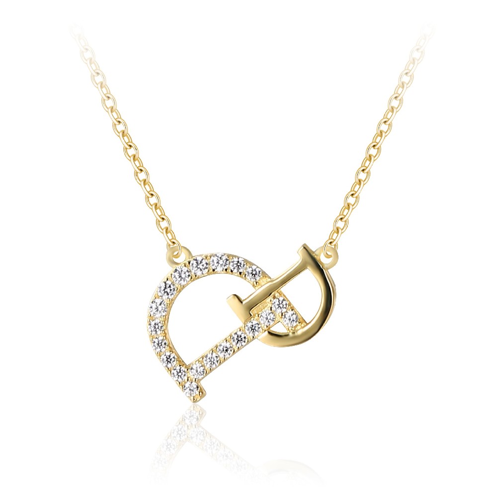Fashion Design Wholesale Custom 925 Sterling Silver Gold Plated Zircon Necklace FM022935N