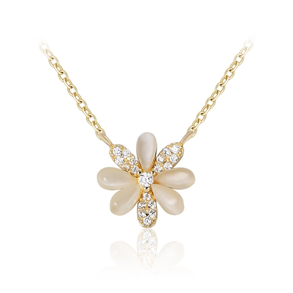 Fine Zirconia Jewelry Flower Pendant Necklace FM022941N