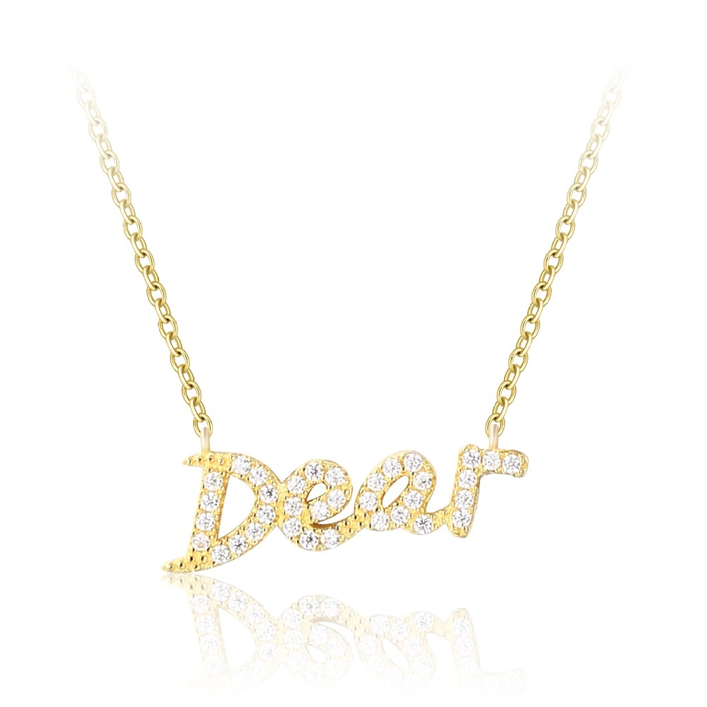 Cubic Zircon Gold Plated 925 Sterling DEAR Letter Pendant Women FM022946N