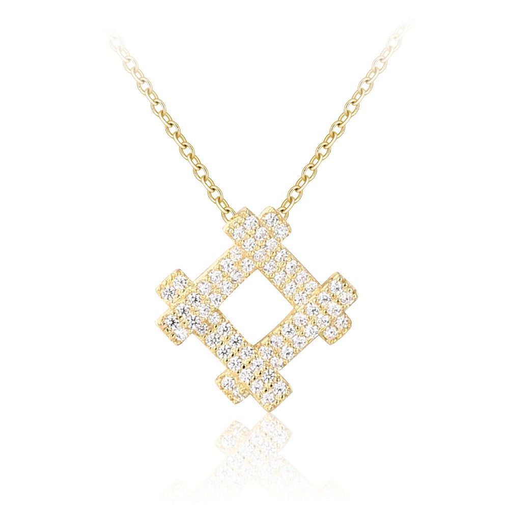 925 Silver Gold Plated Cubic Zircon 925 Silver Minimalist Geometric Pendant Necklaces FM022951N