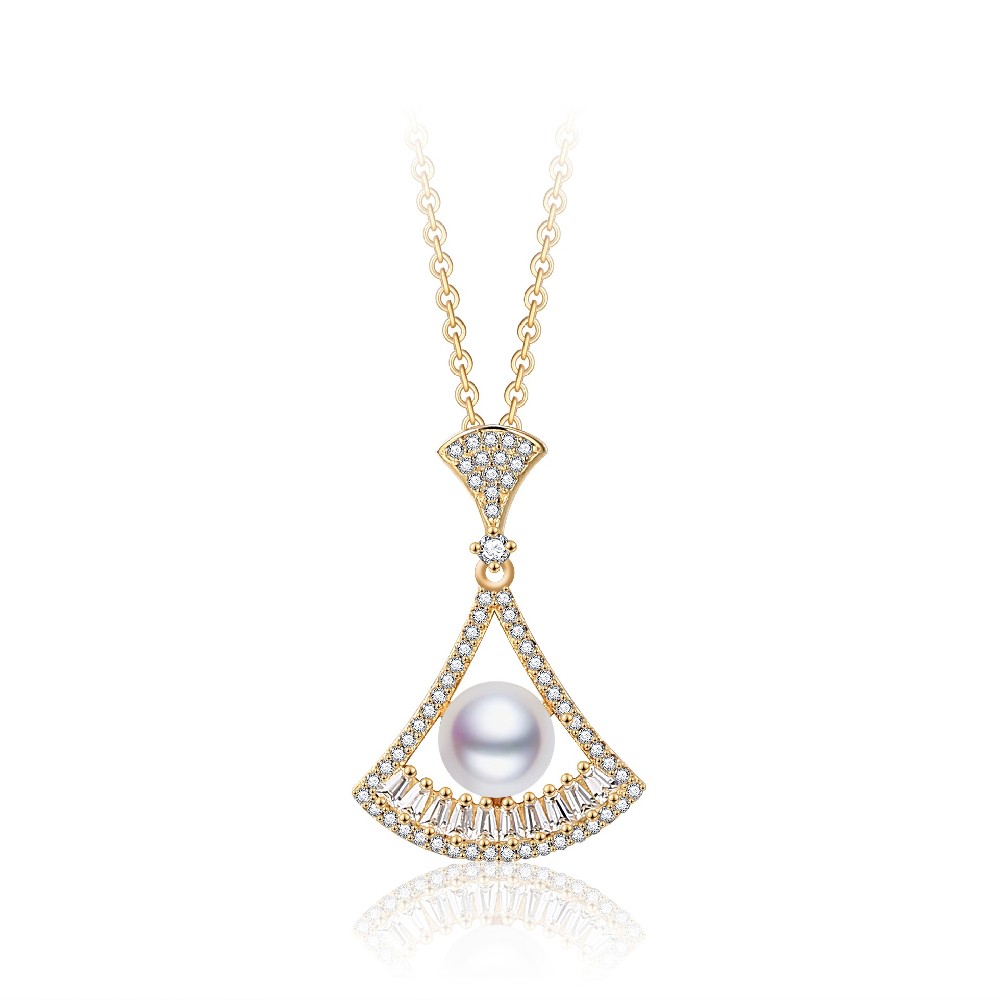 925 Silver Fashion Jewelry Design imitation Pearl Dress Dream Necklace Women FM022954N