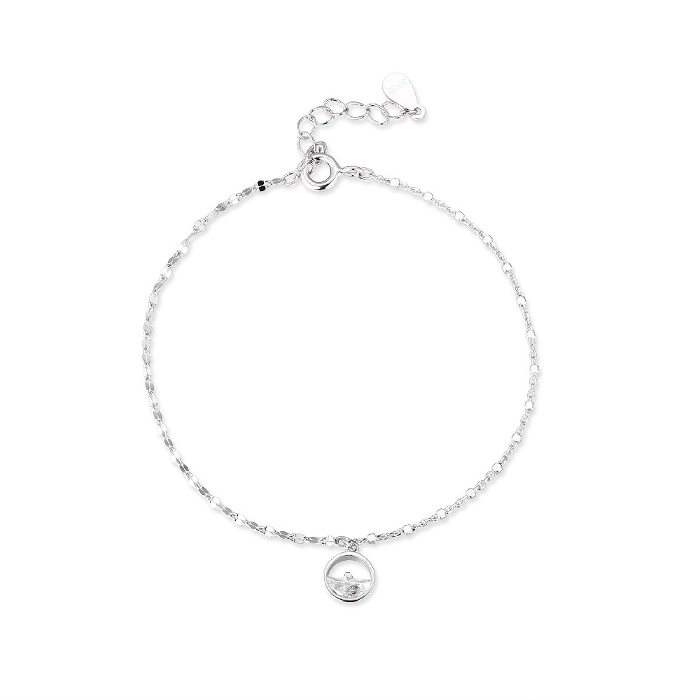 Simple Design Silver 925 Rhodium Plated Cubic Zirconia Bracelet FM022819H