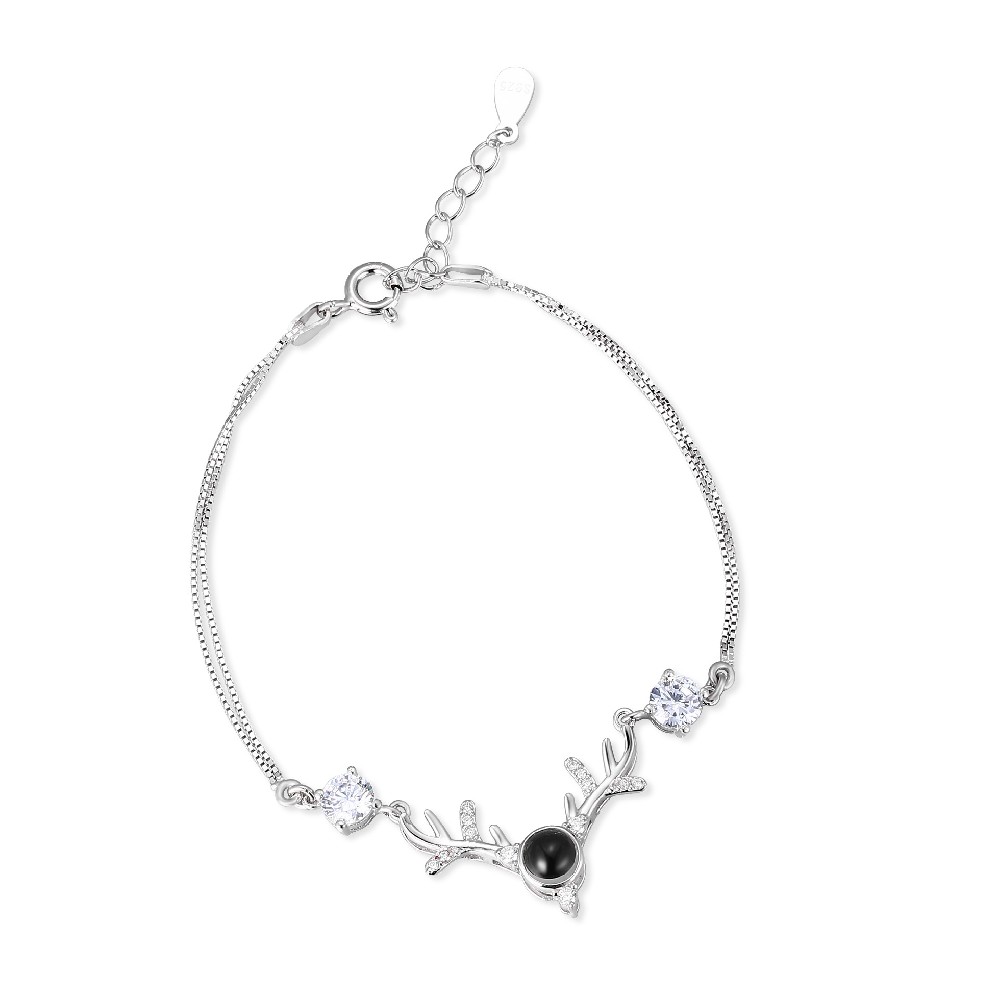 Deer Head Beaded Silver Sterling 925 Bracelet for Women FM022821H