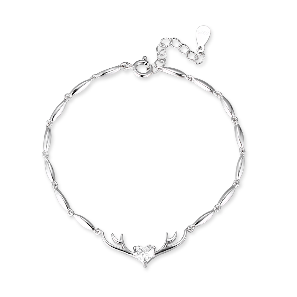 Fashion 925 Silver Heart Zirconia Bracelet Accessory for Women FM022826H