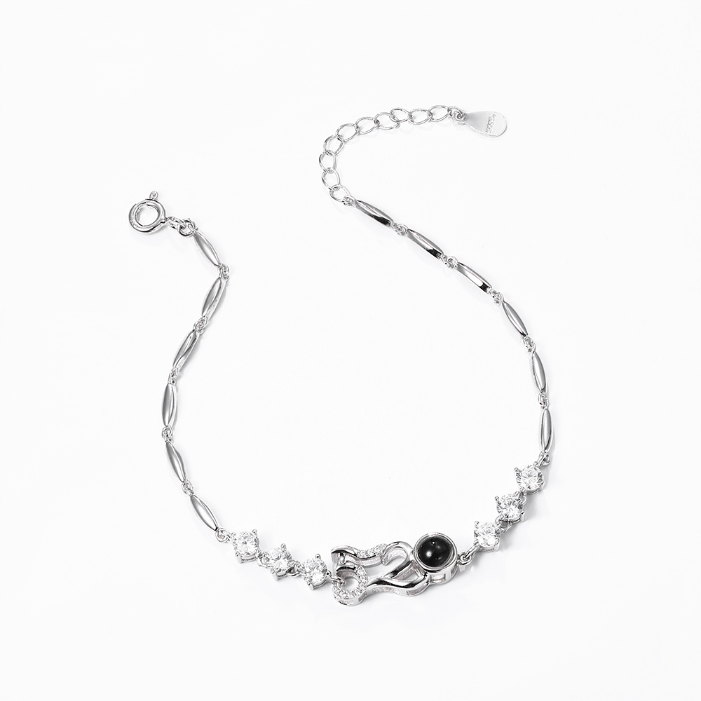 925 Silver Rhodium Plated Number 520 Memory Bracelet for Women FM022827H