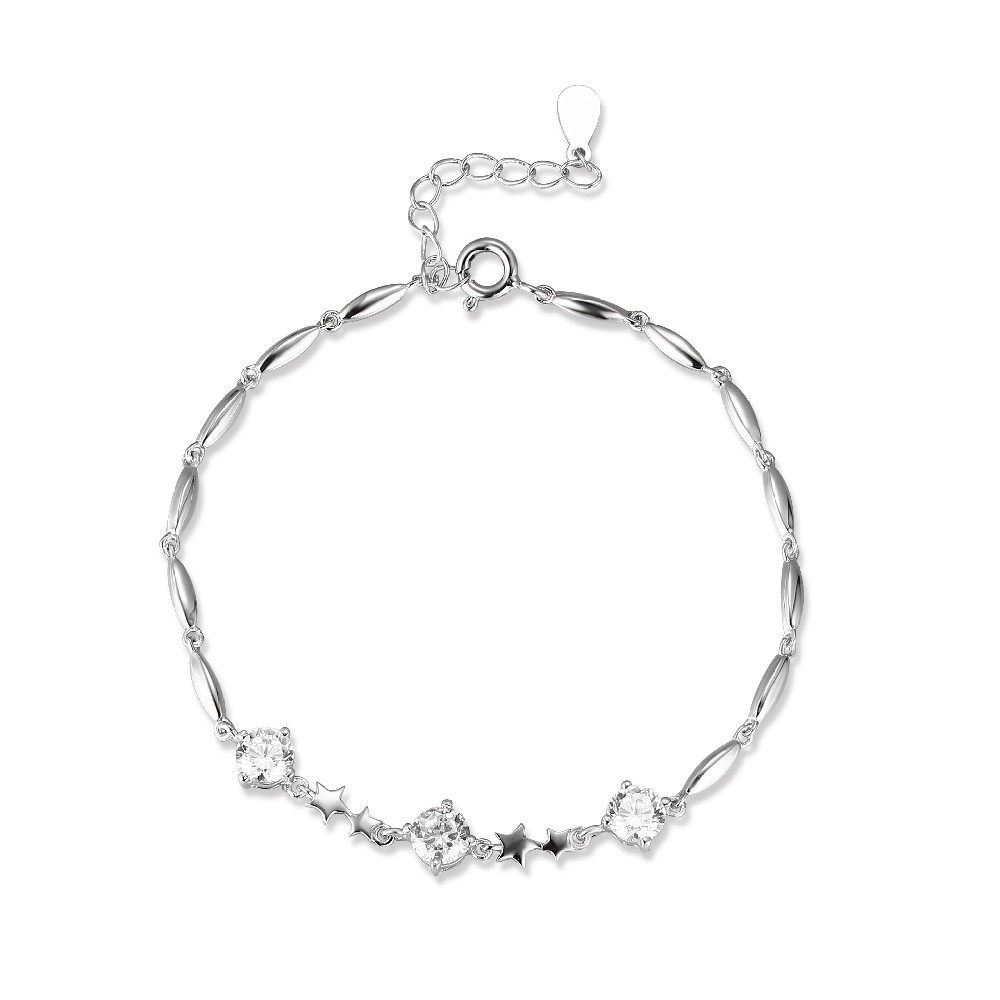 Fashion Dainty Cubic Zirconia New Design Star 925 Silver Bracelet FM022828H