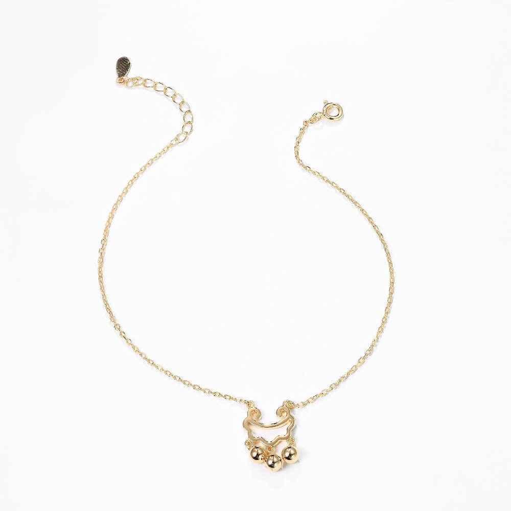 Simple Gold Plated Sterling 925 Silver Designer Chinese Lock Charm Bracelet FM022831H