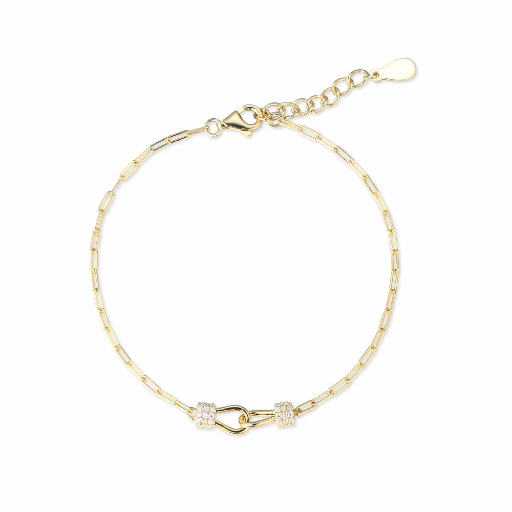 Fashion Design Gold Plated Zirconia Sterling 925 Silver Bracelet for Women FM022833H