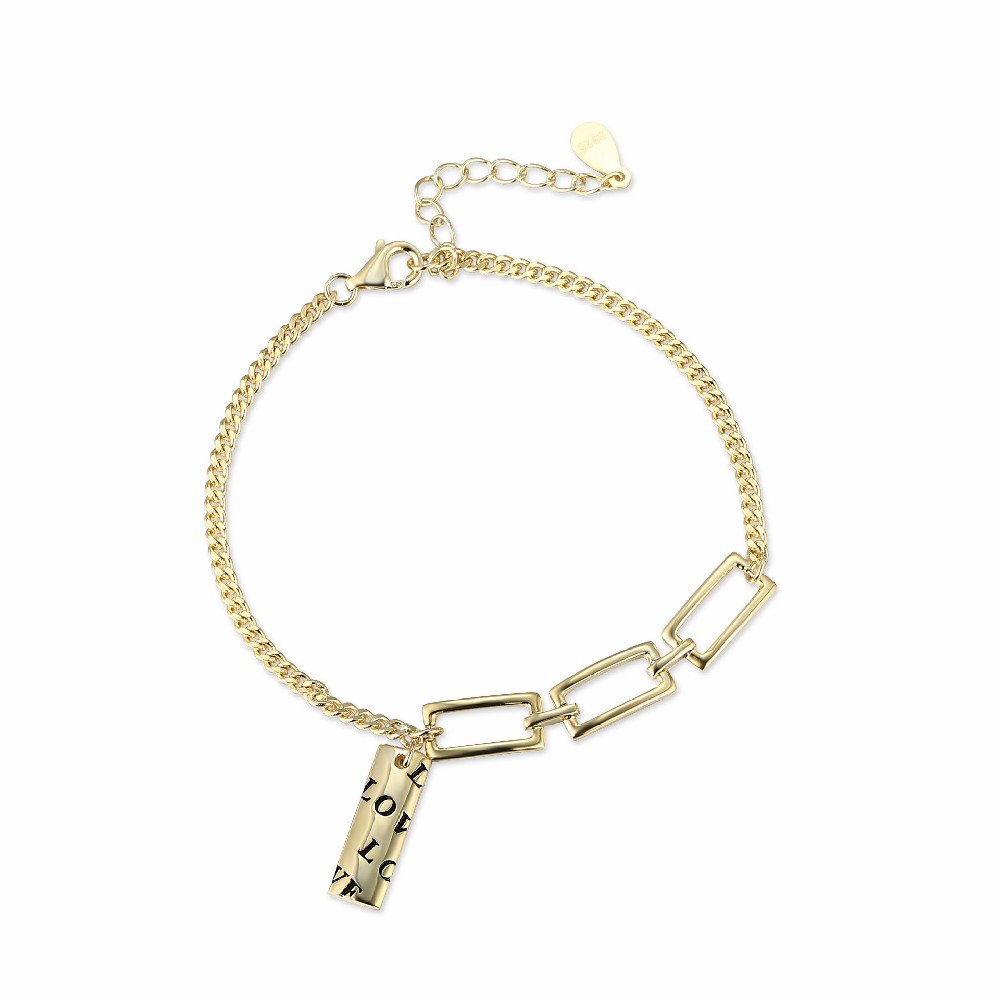 Wholesale Fashion Gold Plated Elegant 925 Sterling Silver Charm Bracelet FM022836H