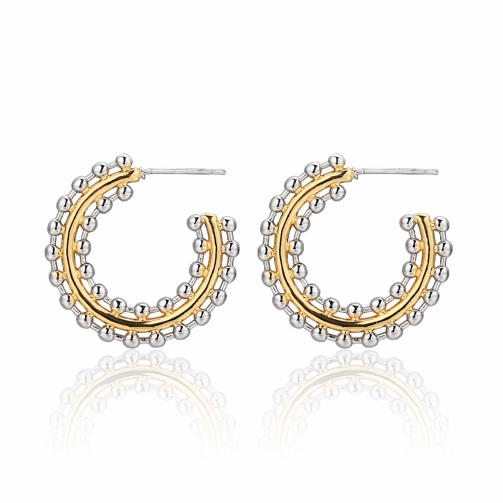 Fashion Minimalistic Chunky Two-tone Plated 925 Silver Earrings FJ026846E