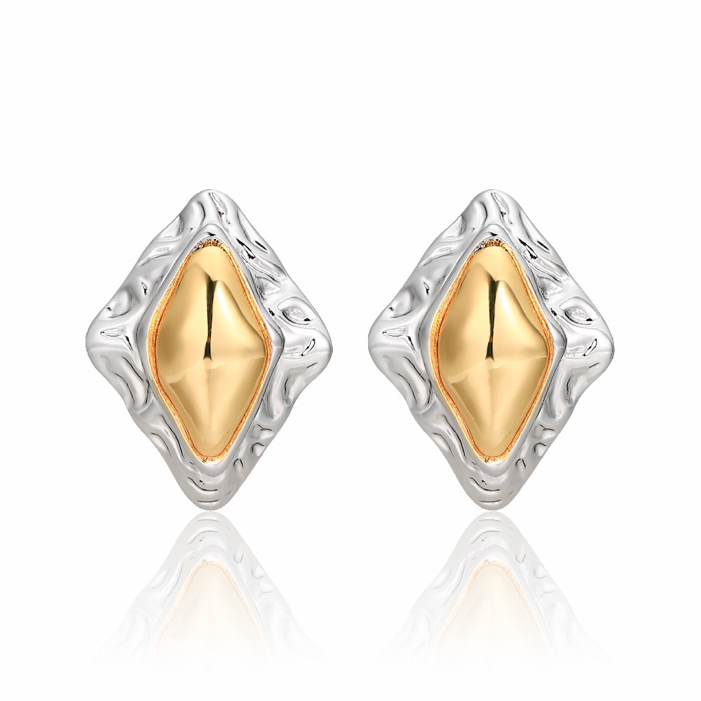 Fashion Design Two Tone Brass Geometric Earrings for Women FJ026851E