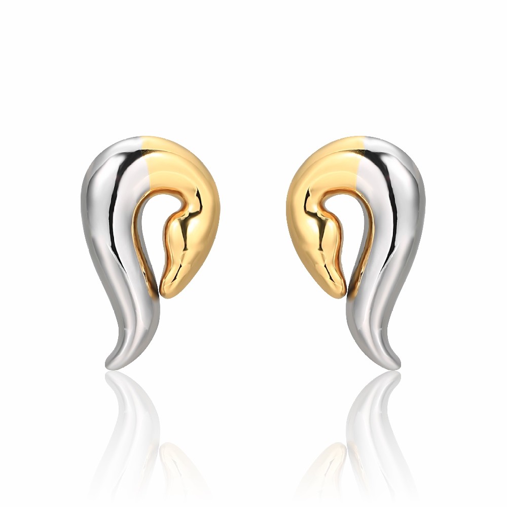 Fashion Women Accessories Jeweley Simple Design Two Tone Plated Color Earrings FJ026850E