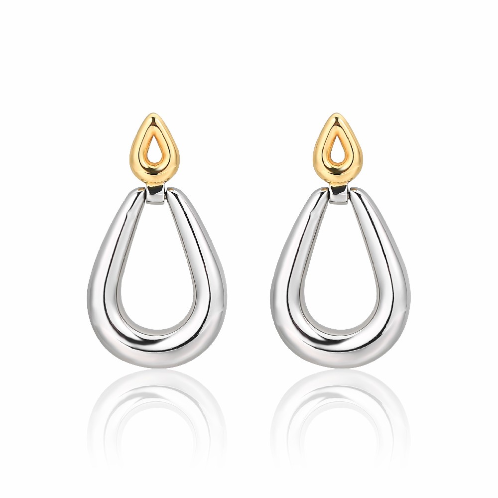Chunky Big Two-tone Plated Color Brass Fashion Dangle Earrings for Women Jewelry FJ026859E