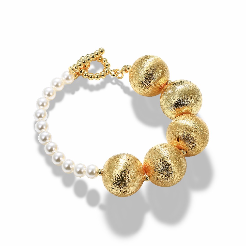 Fashion Gold Plated Brass Ball and Bead Splice Bracelet for Women FJ026869H