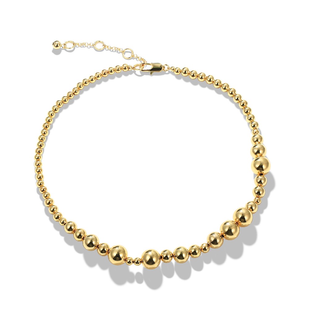 Wholesale Fashion Design Gold Plated Brass Ball Beaded Necklace for Women FJ026867N
