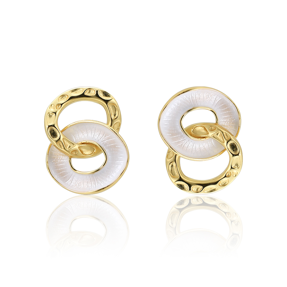 Dainty 925 Sterling Silver Gold Plated Geometric Stud Earrings FM023020E