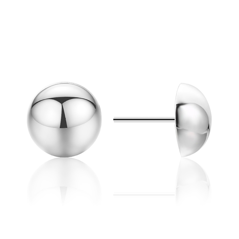 Fashion Minimalist Sterling 925 Silver Round Stud Earrings for Women FM023463E