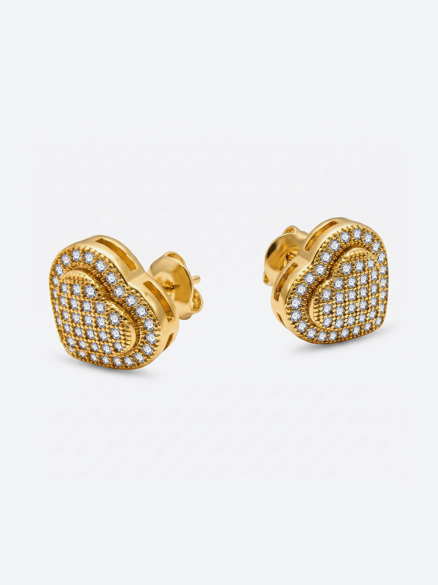 Heart-shaped layered earrings with gold plating - Image 2