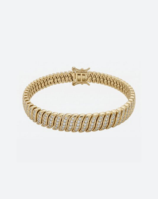 Luxury 18K Gold Plated Link Bracelet – Elegant Curved Chain Design