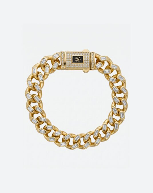 Men's Cuban chain square zircon 18K gold plated classic bracelet