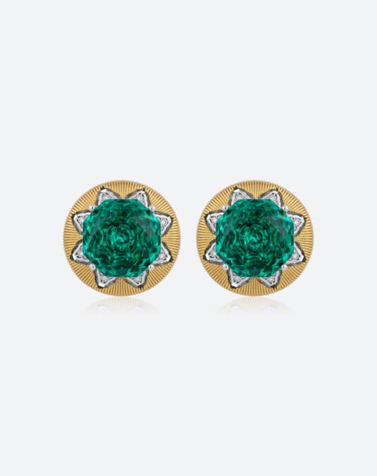 Vintage Emerald Gold Plated 18K Gold Luxury Women's Stud Earrings