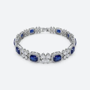 Luxury Blue Gemstone Plated White Gold Women's Bracelet