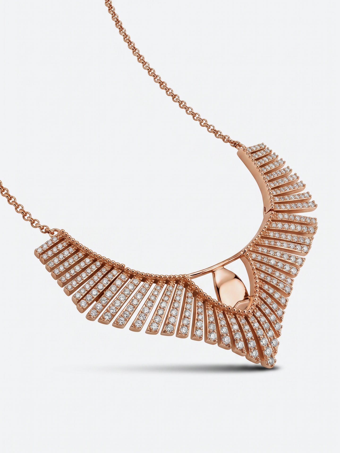 Rose Gold Fan-Shaped Diamond Necklace - Image 2