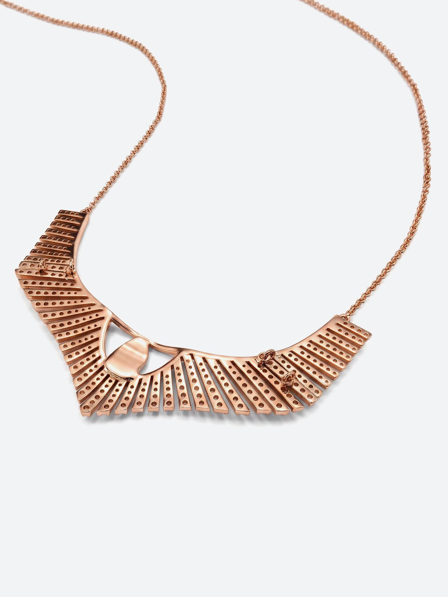 Rose Gold Fan-Shaped Diamond Necklace - Image 3