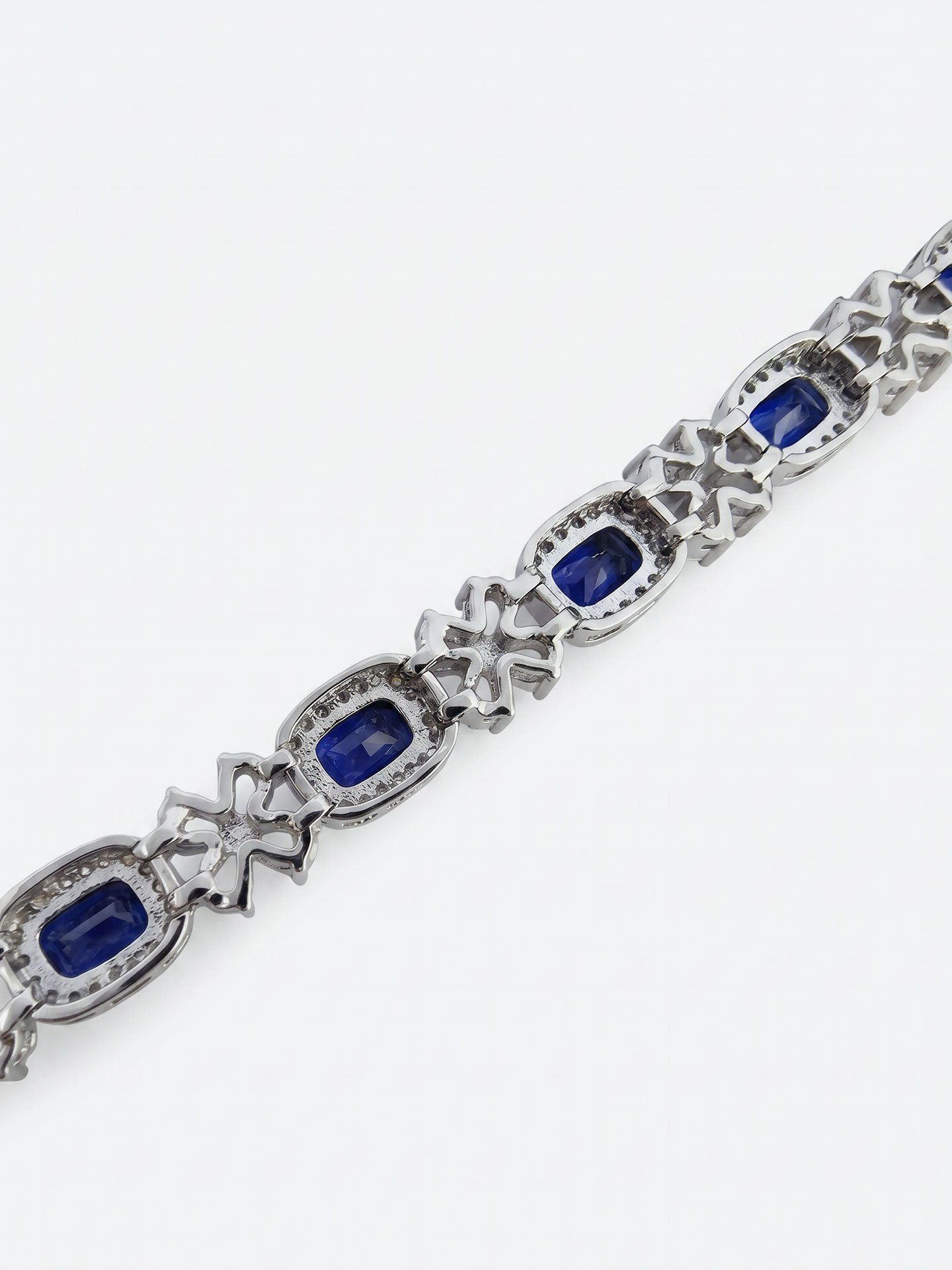 Luxury Blue Gemstone Plated White Gold Women's Bracelet - Image 3