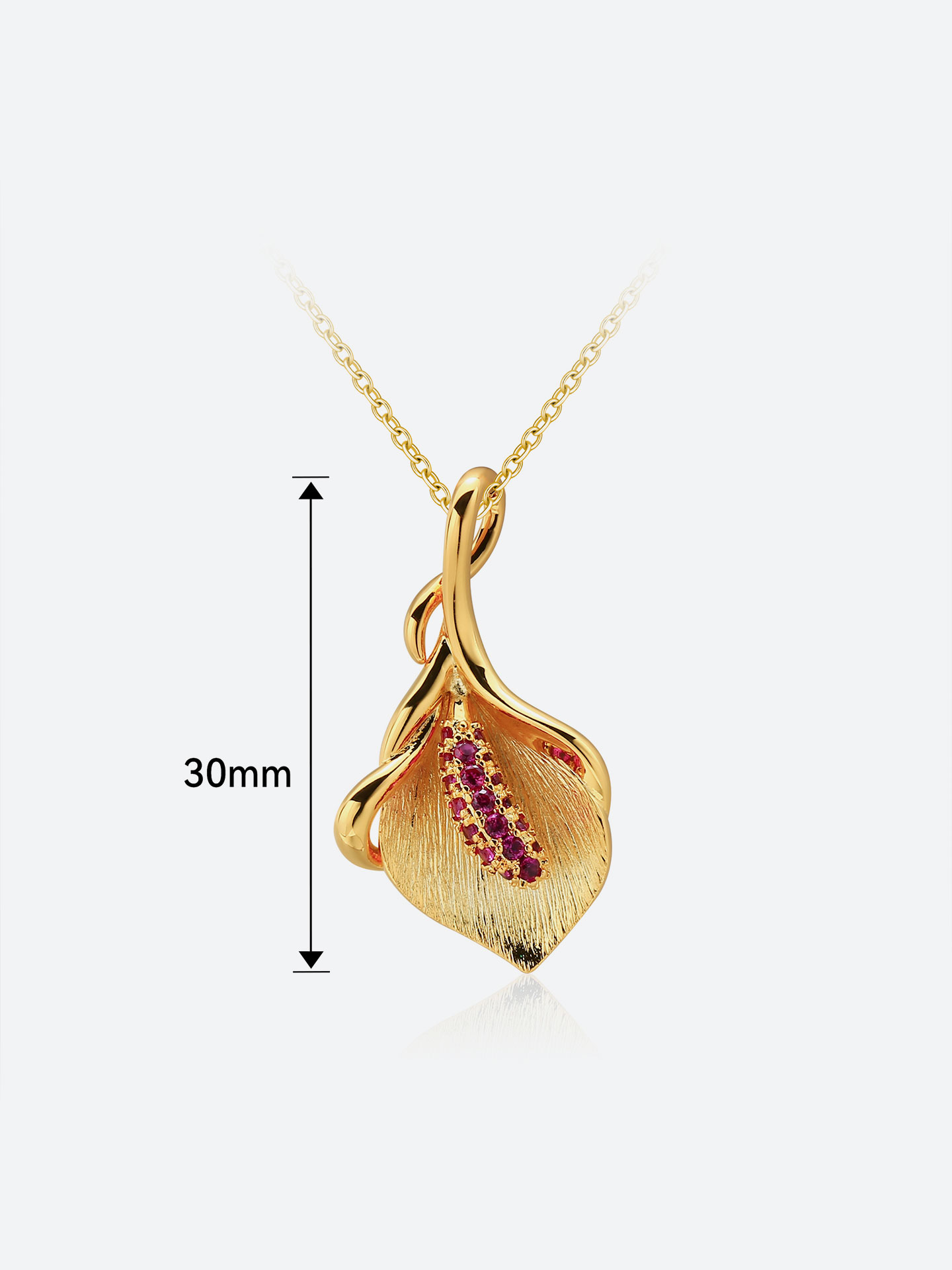 elegant 18k gold-plated necklace with flower design and pink bud gemstones - Image 4