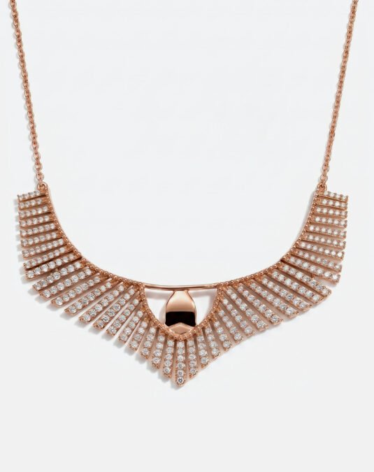 Rose Gold Fan-Shaped Diamond Necklace