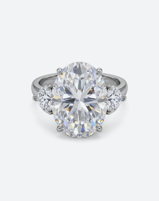 12×16mm Oval Moissanite Ring – Silver with White Gold Plating Luxury Statement for Women
