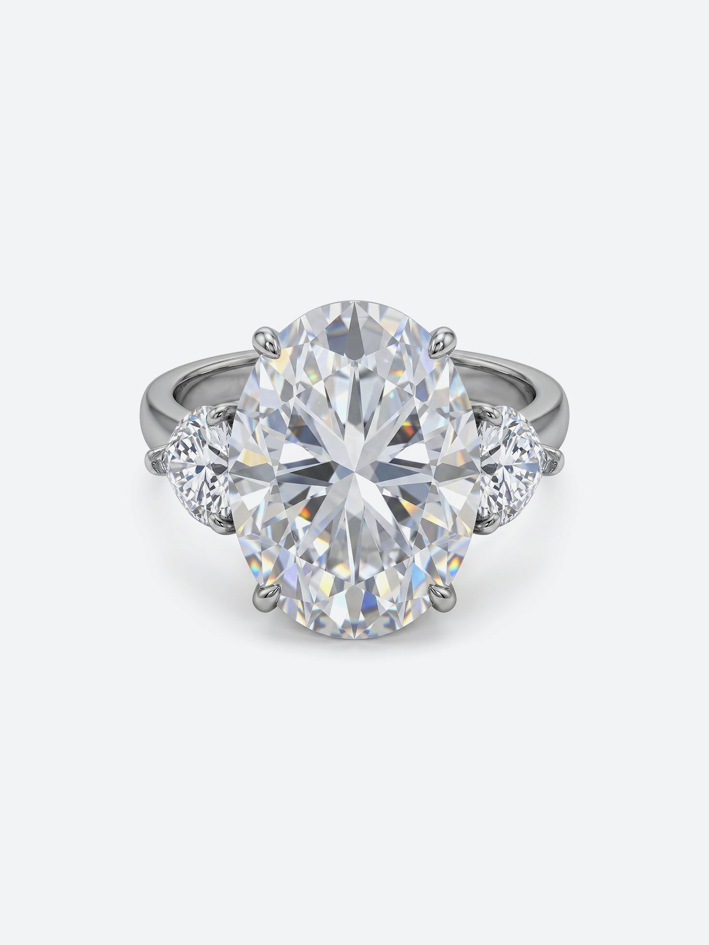 12×16mm Oval Moissanite Ring – Silver with White Gold Plating Luxury Statement for Women
