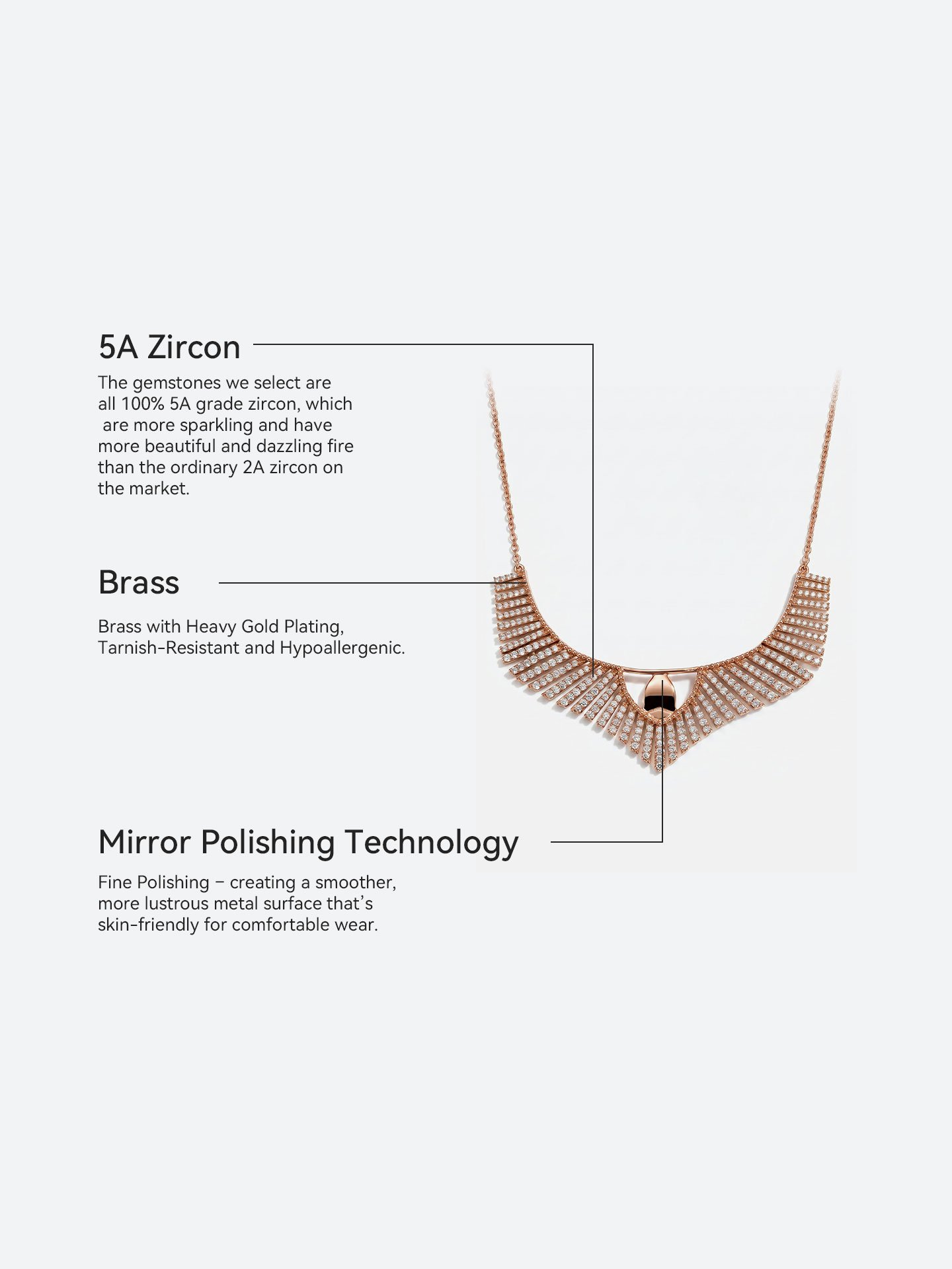 Rose Gold Fan-Shaped Diamond Necklace - Image 5