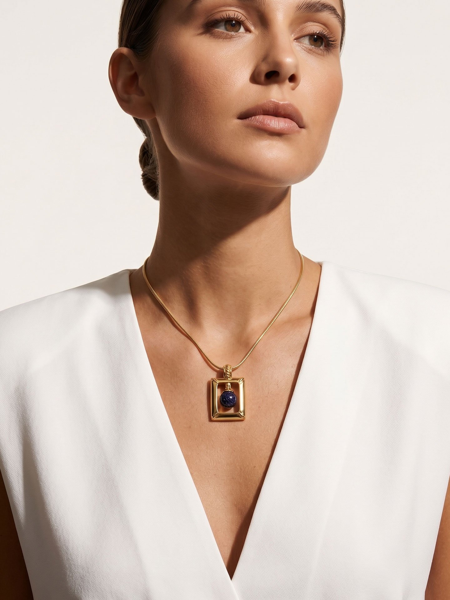 18K gold plated magnet detachable and replaceable gemstone necklace - Image 1