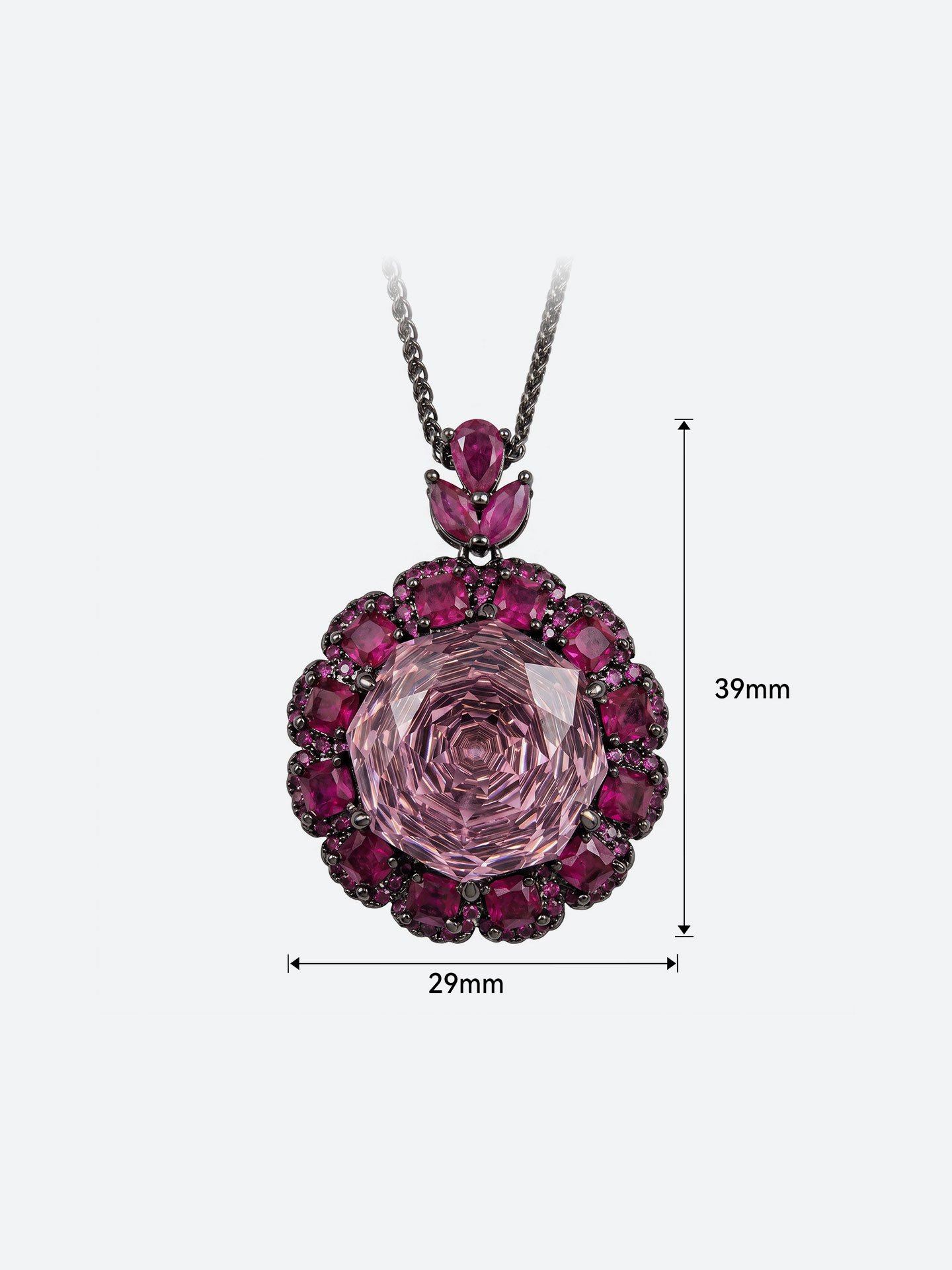 Luxury Women's Black Copper Plated Rose Red Gemstone Necklace - Image 5