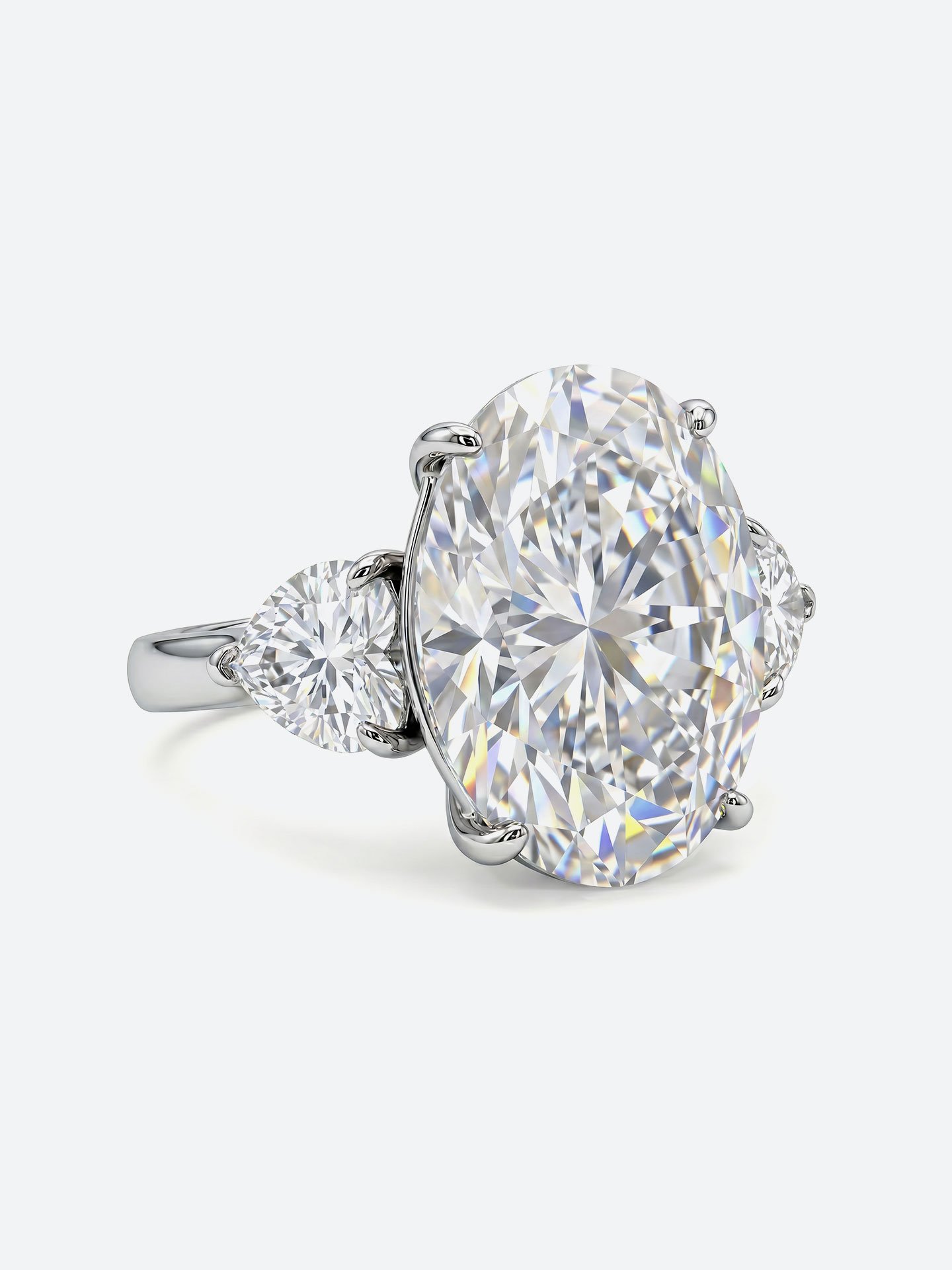 12×16mm Oval Moissanite Ring – Silver with White Gold Plating Luxury Statement for Women - Image 3