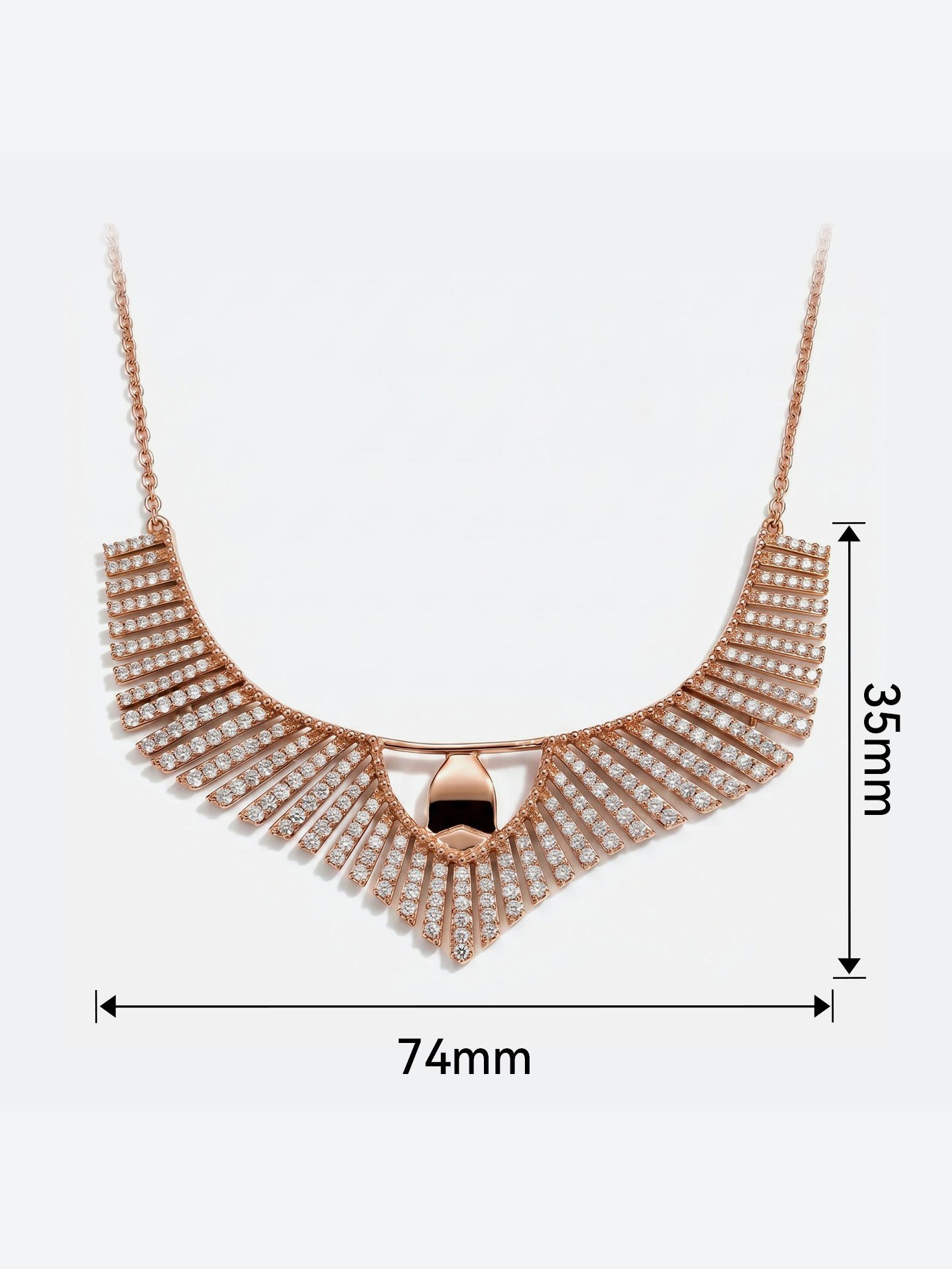 Rose Gold Fan-Shaped Diamond Necklace - Image 4
