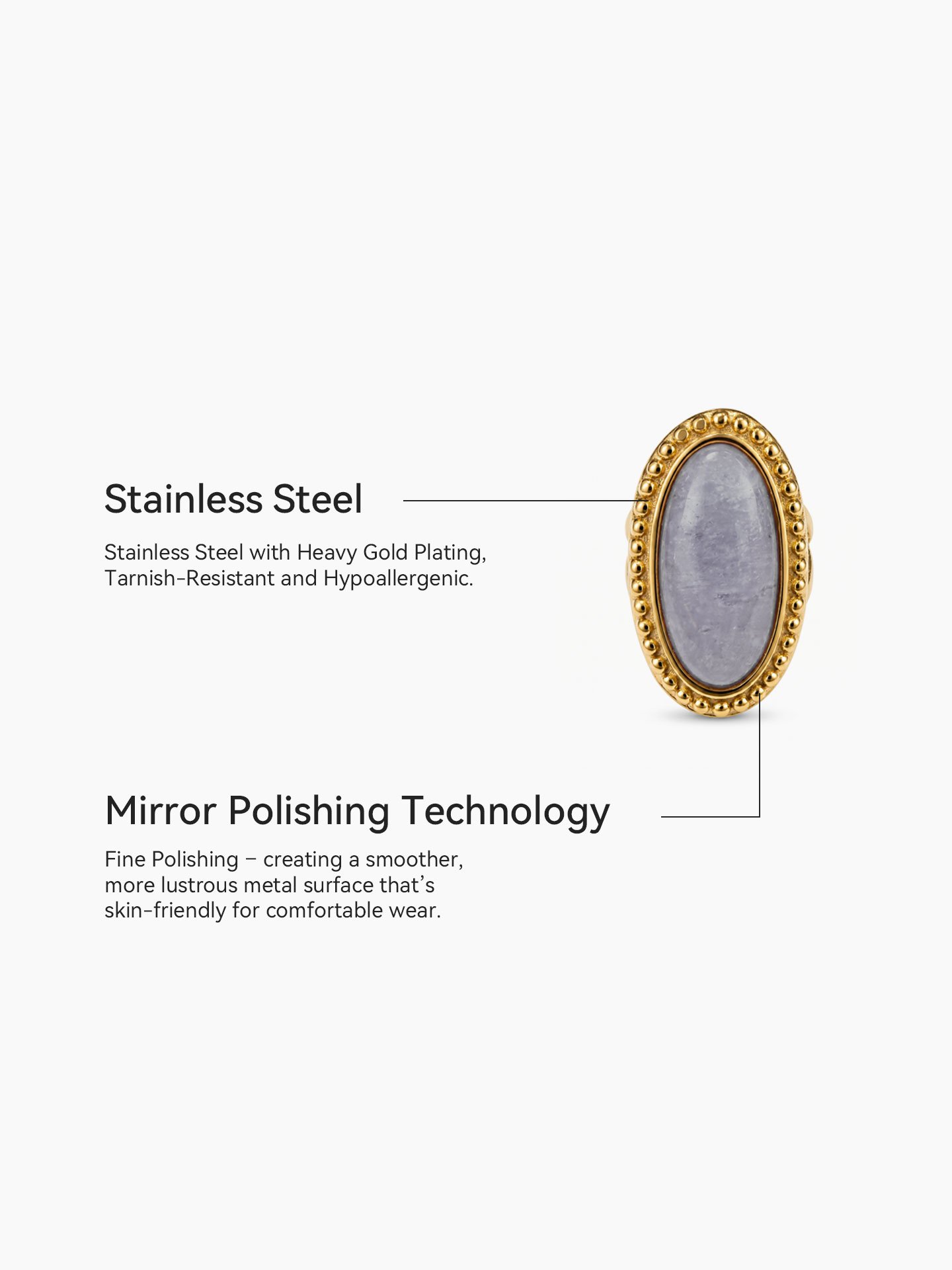 Minimalist 18K Gold Plated Synthetic Gemstone Ring - Image 6