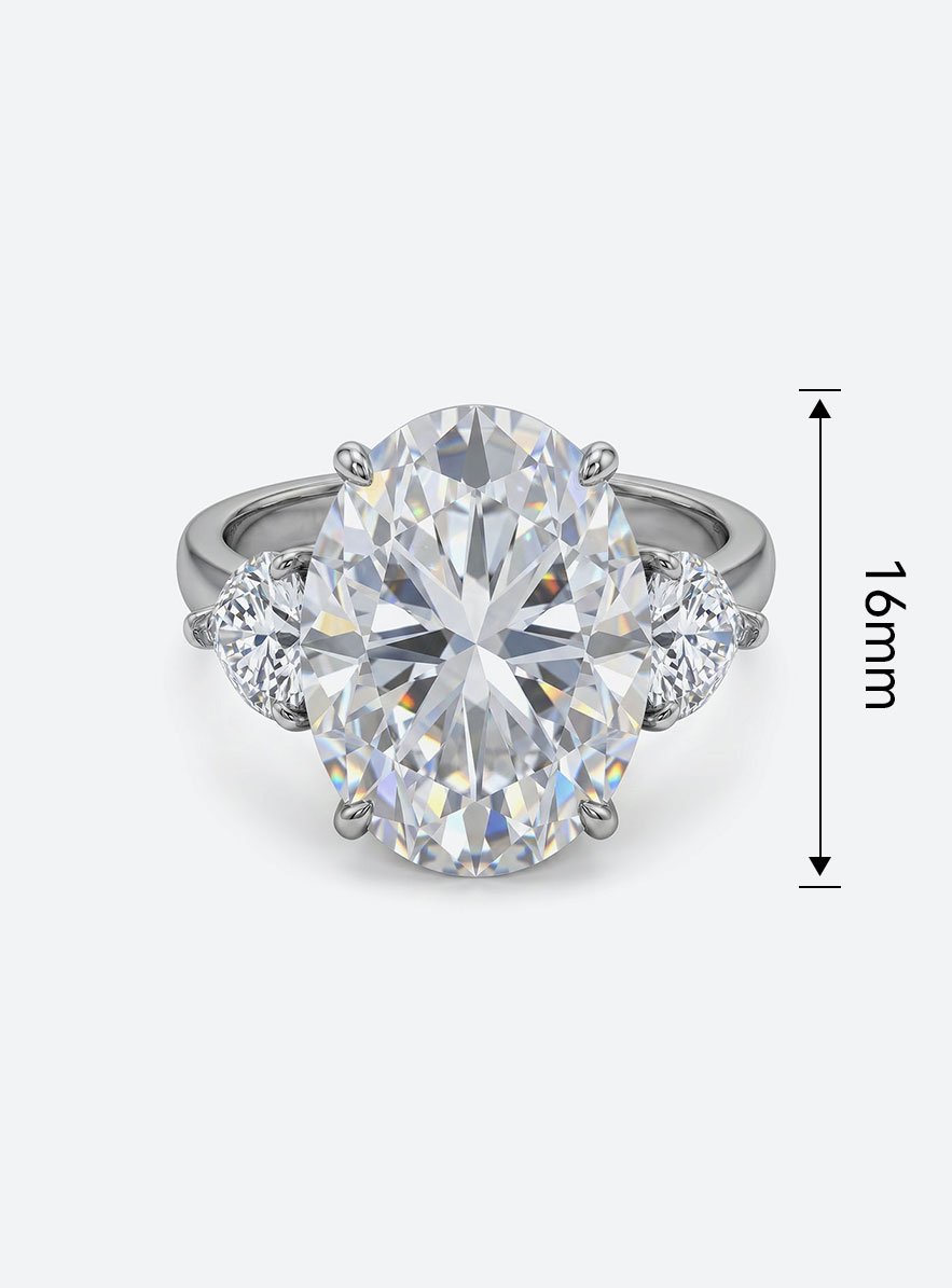 12×16mm Oval Moissanite Ring – Silver with White Gold Plating Luxury Statement for Women - Image 5