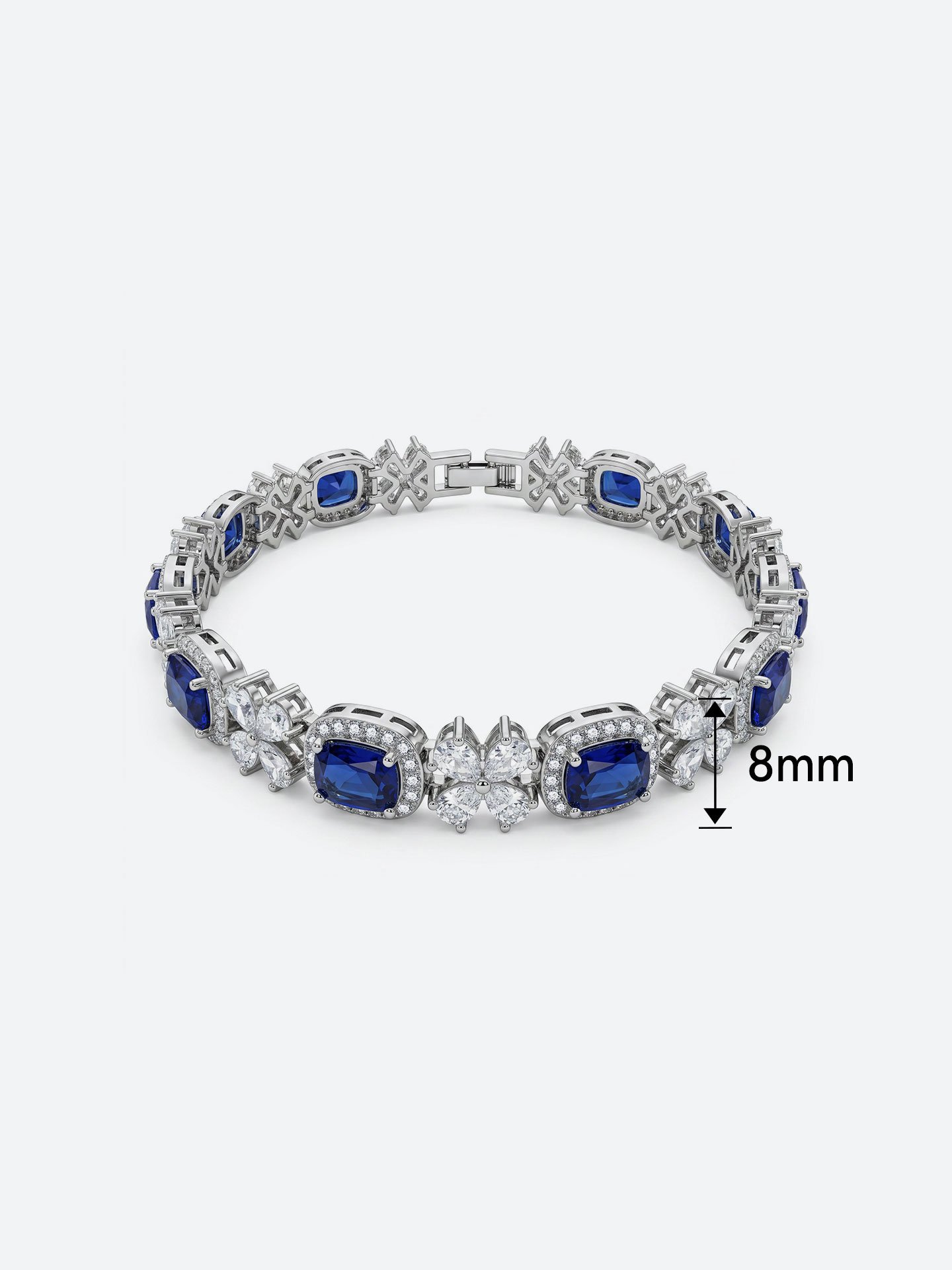 Luxury Blue Gemstone Plated White Gold Women's Bracelet - Image 5