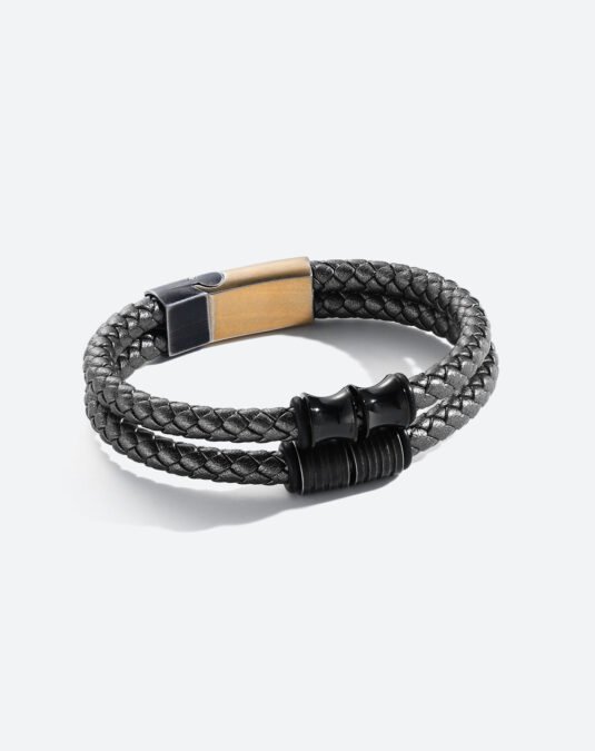 Men’s Microfiber Leather & Stainless Steel Bracelet – Bold Masculine Style