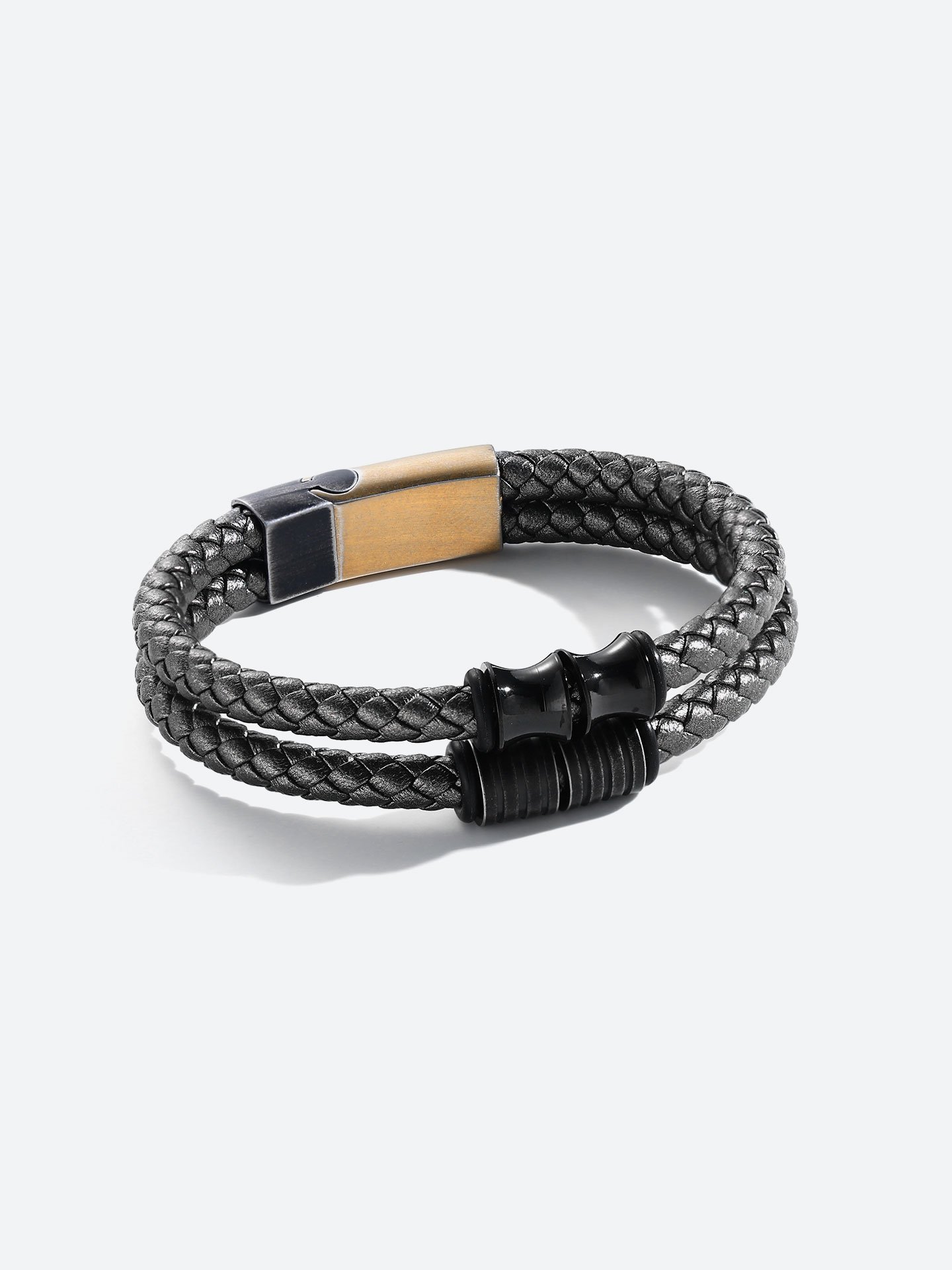 Men’s Microfiber Leather & Stainless Steel Bracelet – Bold Masculine Style