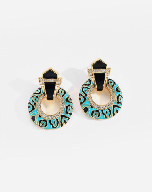 Luxury Vintage 18K Gold Plated Brass Oil Drip Custom Stud Earrings for Women with an Elegant Statement Design