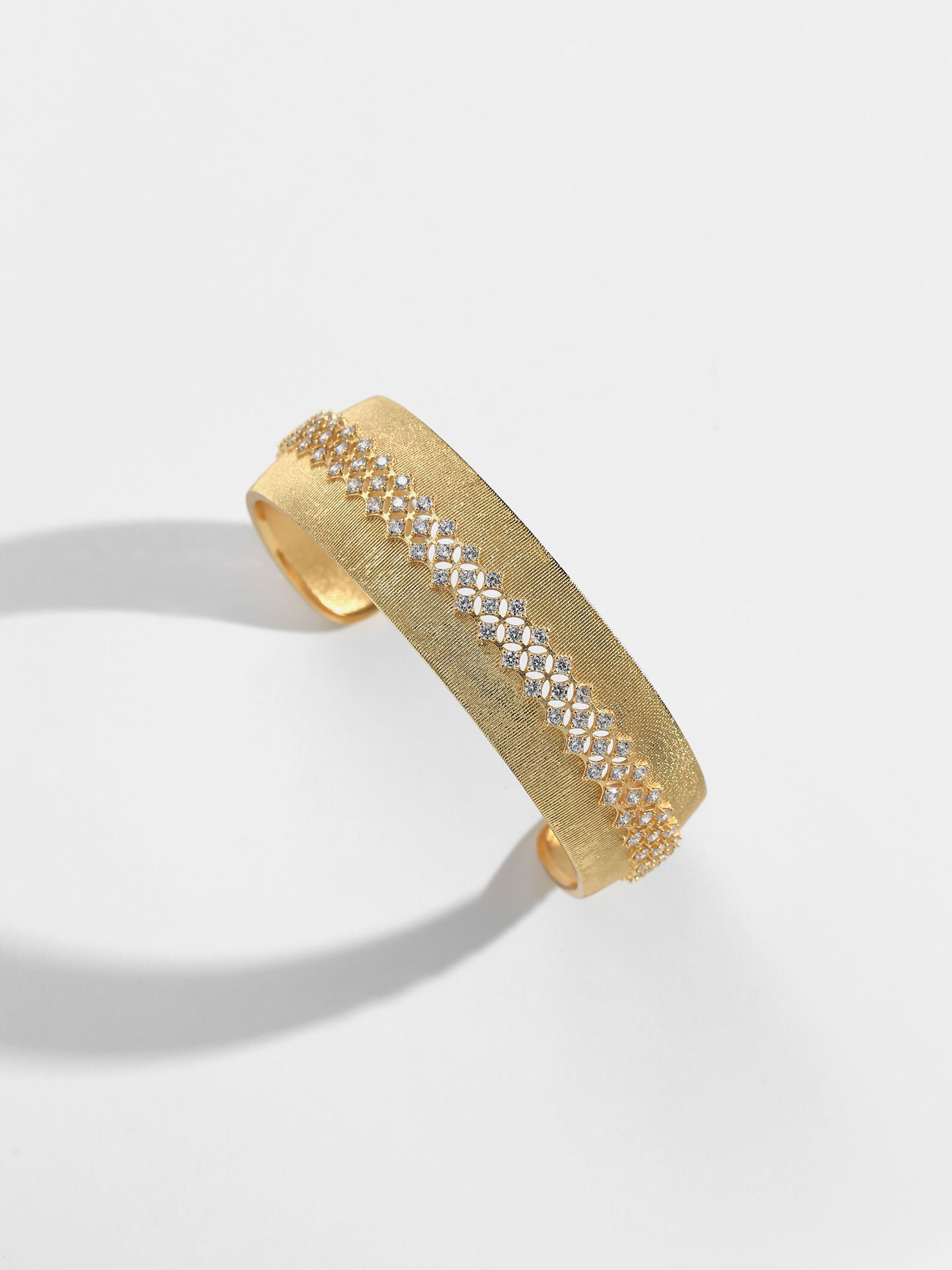**Luxury 18K Gold Plated Brass Open Cuff Bracelet for Women with Sparkling Zircon Stones and Elegant Party Design** - Image 2