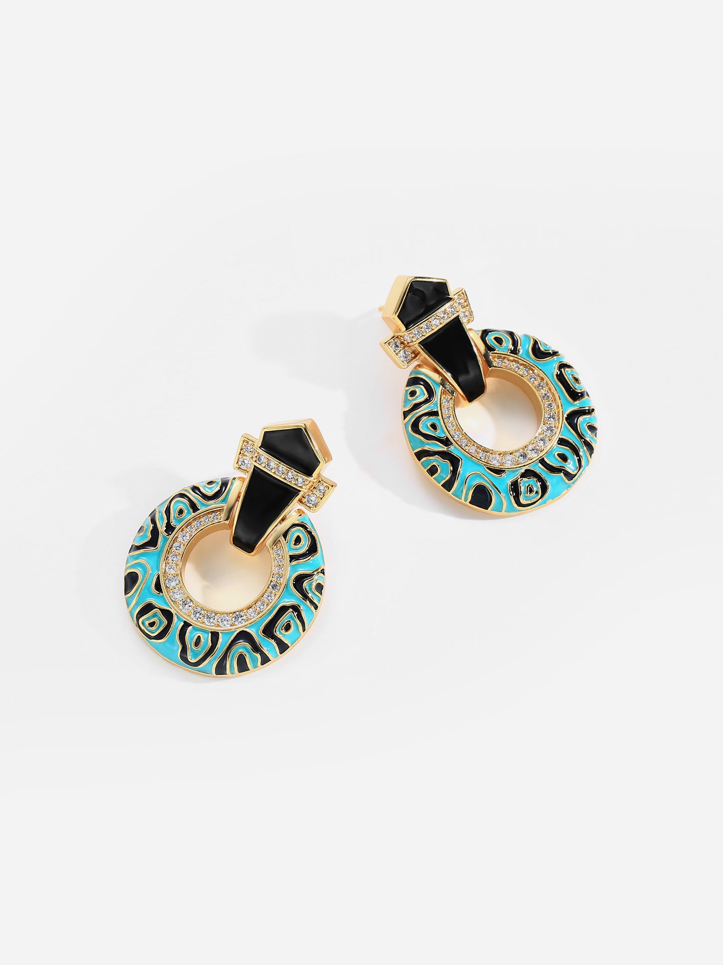 Luxury Vintage 18K Gold Plated Brass Oil Drip Custom Stud Earrings for Women with an Elegant Statement Design - Image 2