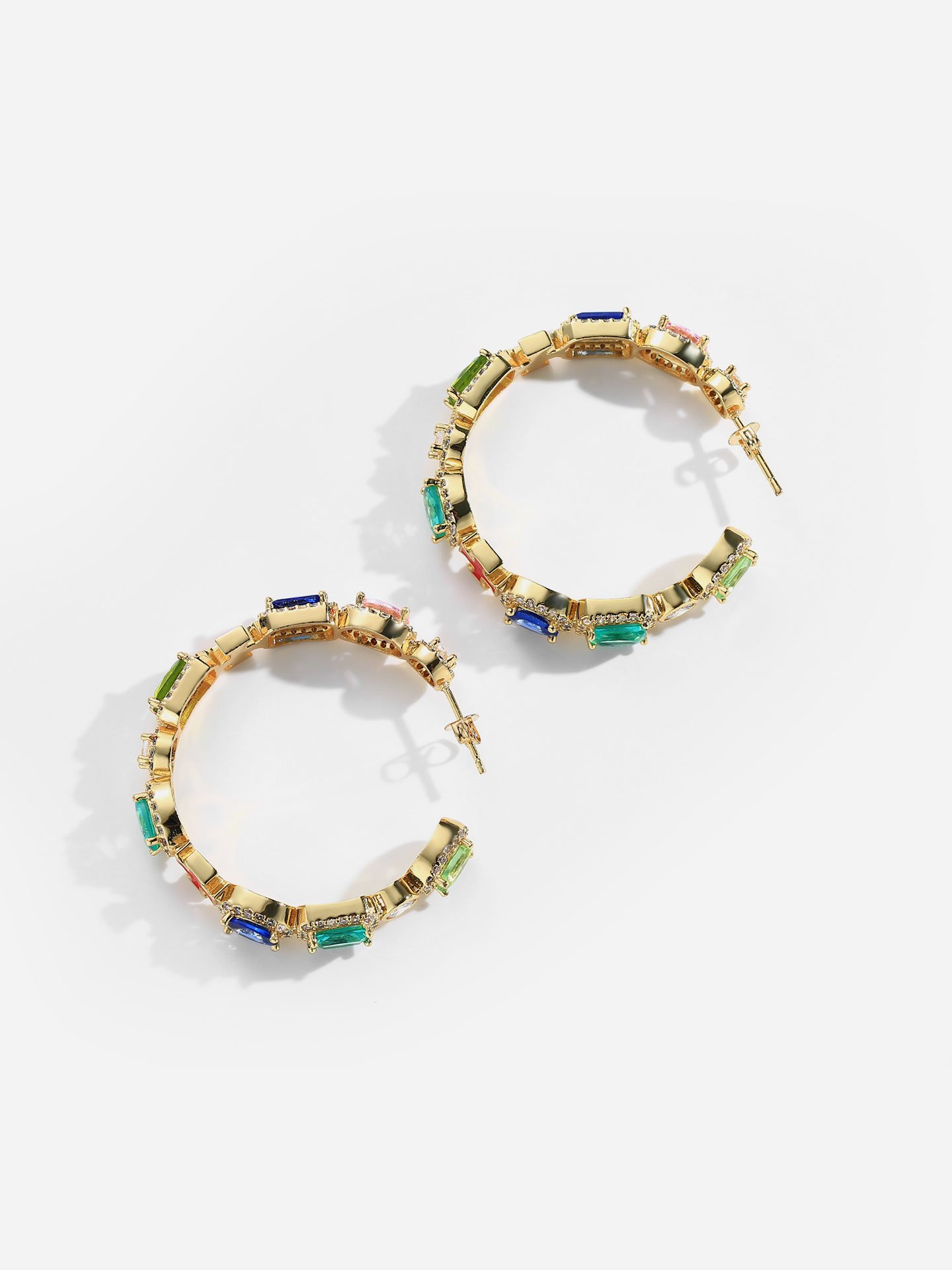Luxury 18K Gold Plated Brass Colorful Zircon Stud Hoop Earrings for Women – Elegant Statement Jewelry - Image 4