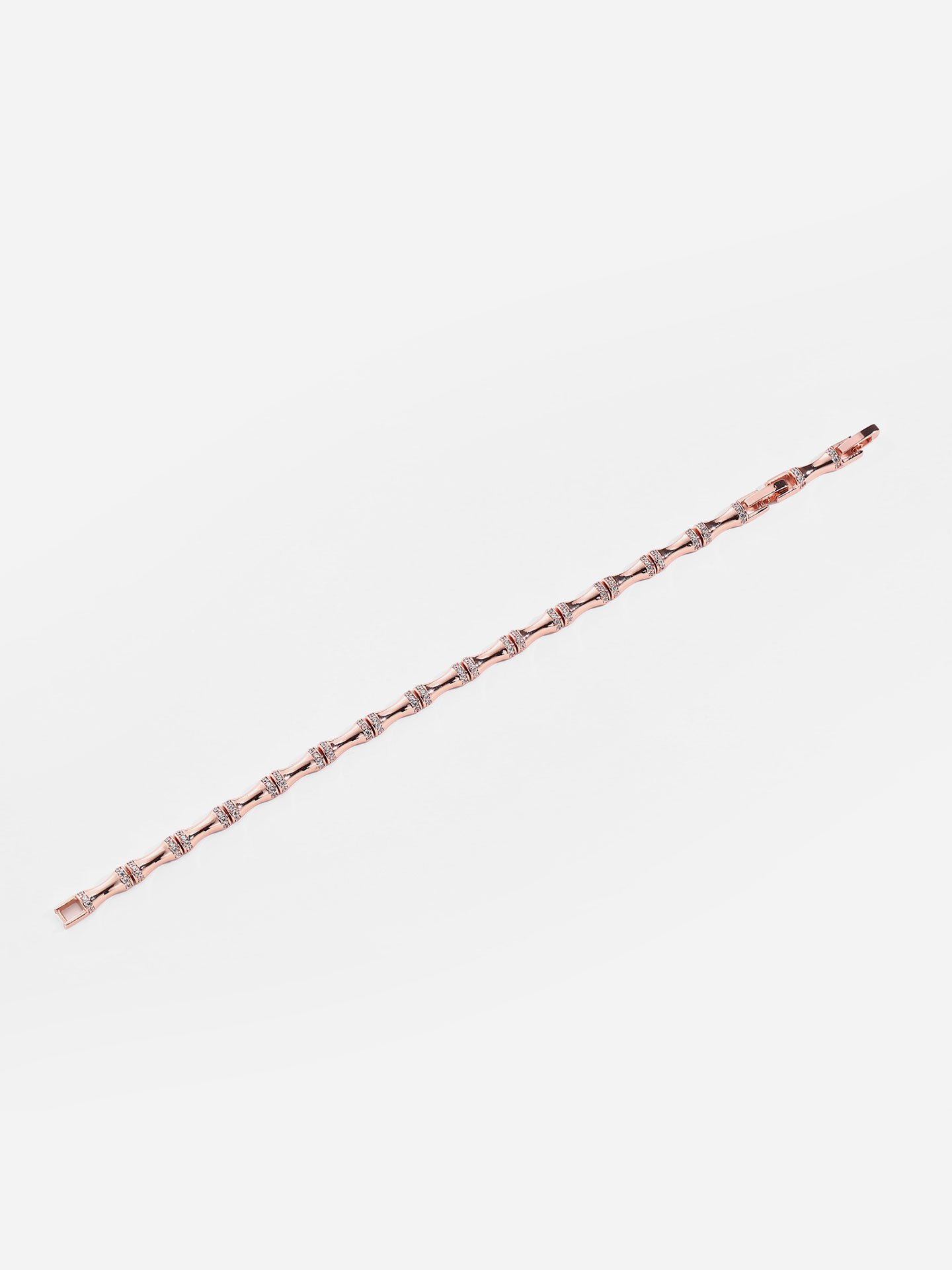 Modern Rose Gold Plated Brass Bracelet for Women with Sparkling Zircon Stones and Customizable Elegant Jewelry Design - Image 2