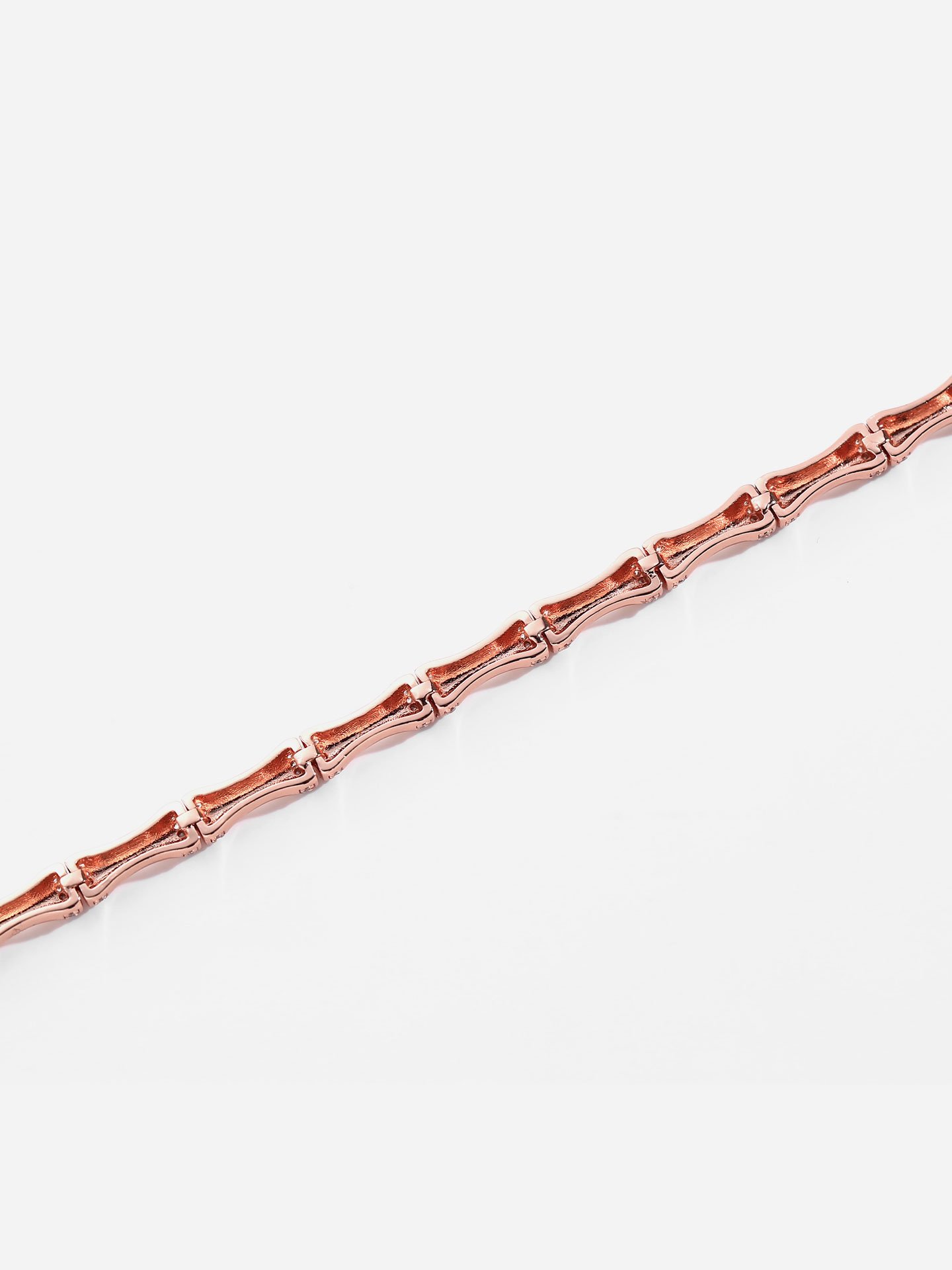Modern Rose Gold Plated Brass Bracelet for Women with Sparkling Zircon Stones and Customizable Elegant Jewelry Design - Image 4