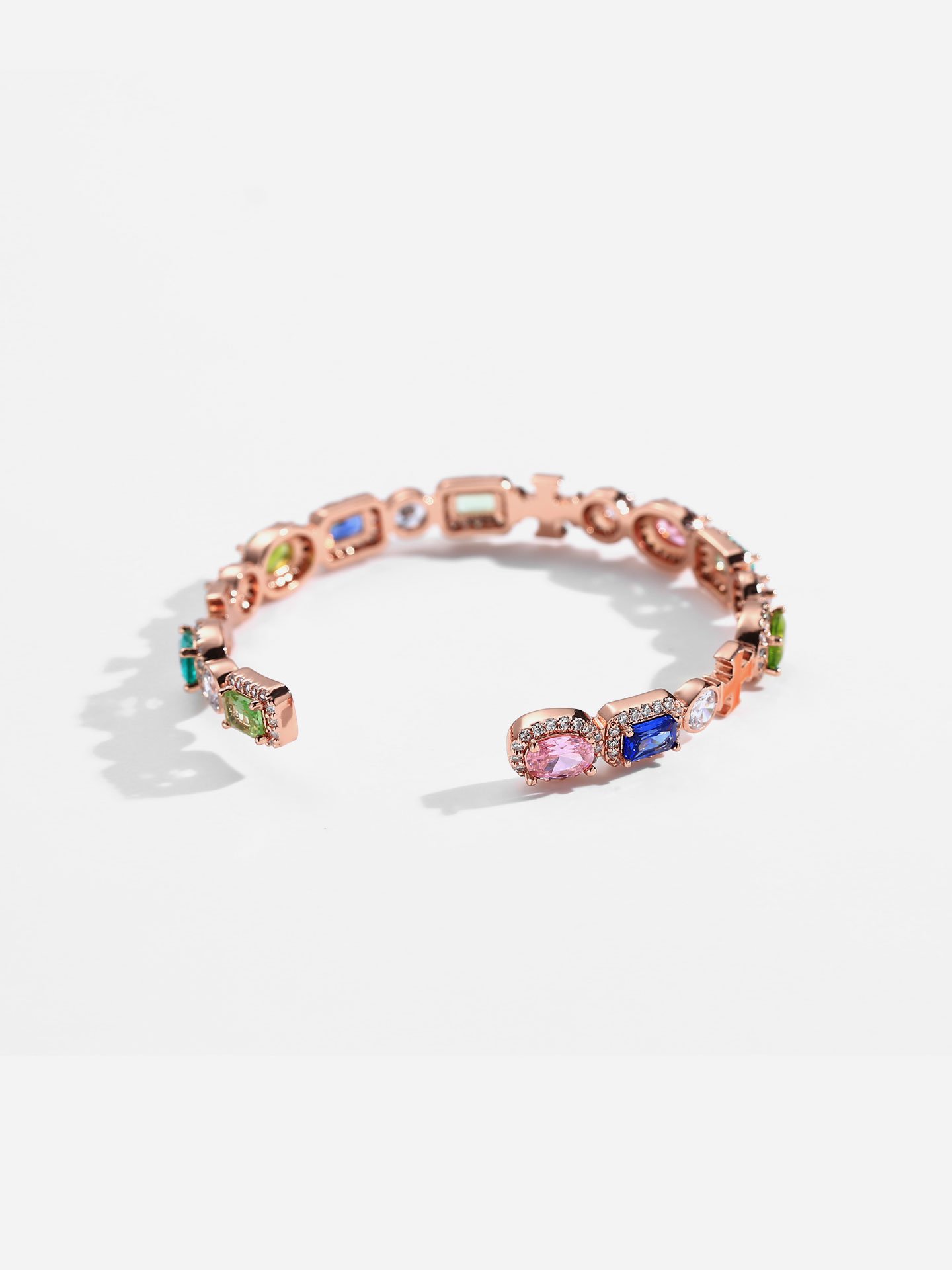 Gold Plated Brass Colorful Zircon Oil Drip Open Cuff Bracelet for Women - Image 3